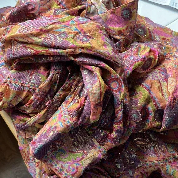 NWT Free People Paisley Chiffon Maxi Dress Silk Blend Small - Picture 15 of 15